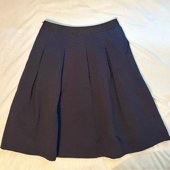 Jasper Conran Women's A-line Textured Knee Length Flare Skirt 4 Navy Blue - Picture 2 of 8
